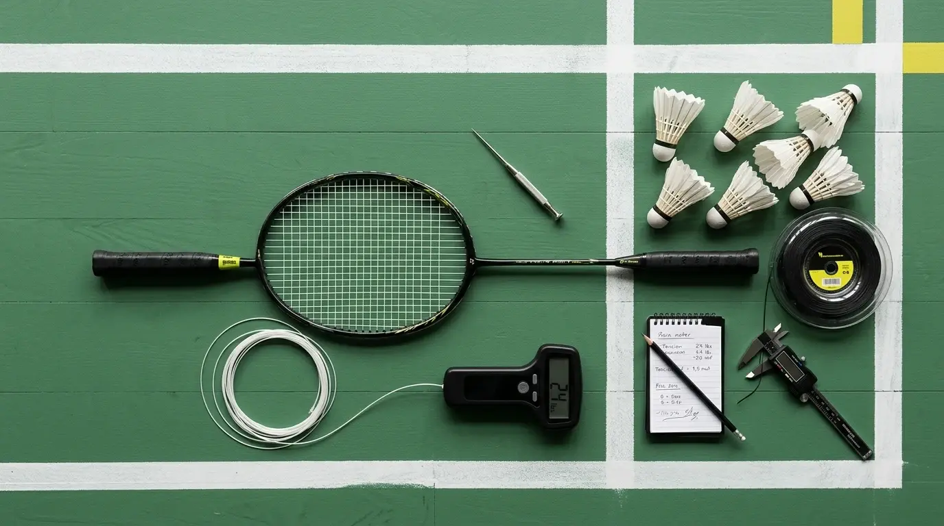 Stränga om badmintonracket: pris, spänning och intervall